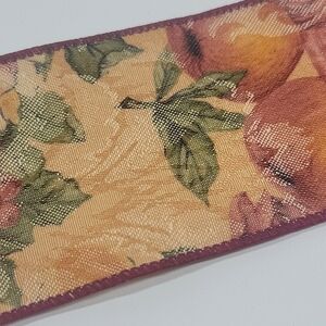 Vintage 90s Tapestry Fruit And Floral Wired Ribbon 9 Yards - 2.5" French Country